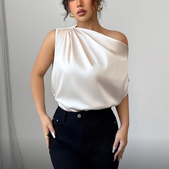 Boho cream off shoulder  satin blouse - Picture 6 of 6